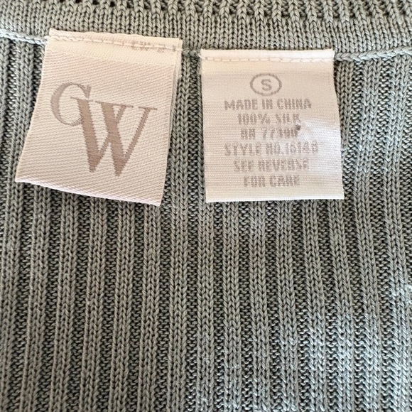 Gray Blue Green Ribbed Knit Sweater Turtleneck 100% Silk Size S - Picture 6 of 6